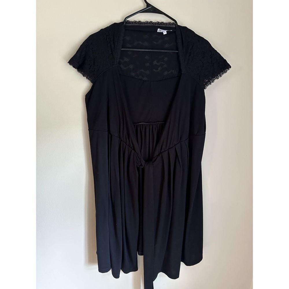 Pip & Vine by Rosie Pope Maternity Dress Black Lace Cap Sleeve Tie Front Large - Picture 5 of 11